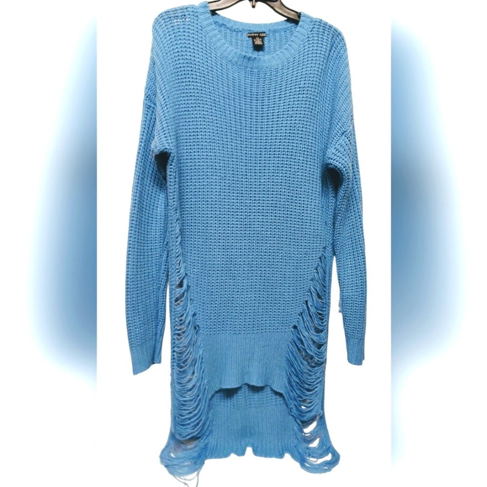 Audrey Lane Women's Distressed Knit Long Sleeve Pullover Sweater Size 3x